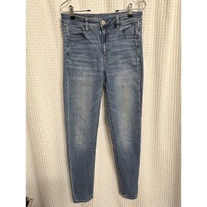 AE AMERICAN EAGLE SUPER HI RISE JEGGING NEXT LEVEL STRETCH WOMENS JEANS 10L I5